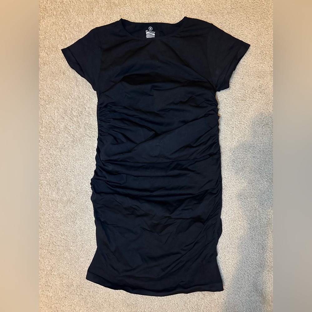BLANQI EVERYDAY Maternity Cap Sleeve Crew Neck Dress black size M/L